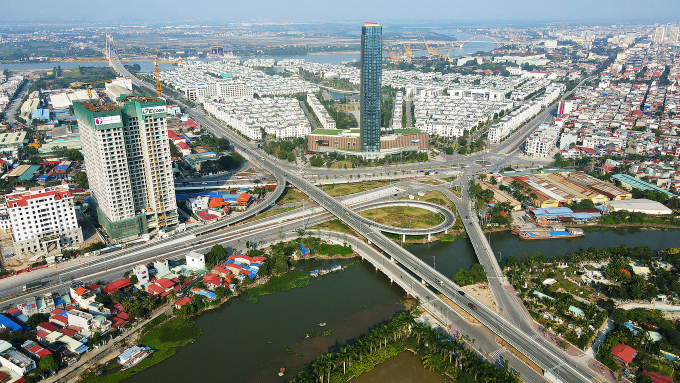 Nút giao nam cầu Bính nằm ở phía tây bắc thành phố Hải Phòng, tháng 2/2022. Ảnh: Giang Chinh